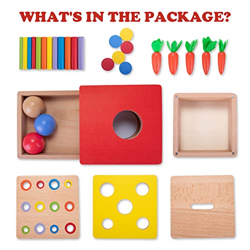 Montessori Toys for 1 Year Old, 4In1 Educational Wooden Toys for Babies