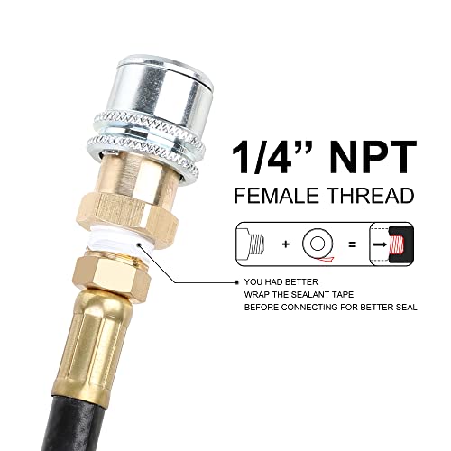 Hromee Lock On Air Chuck, Heavy Duty Closed Flow Tire Chuck, 1/4" FNPT