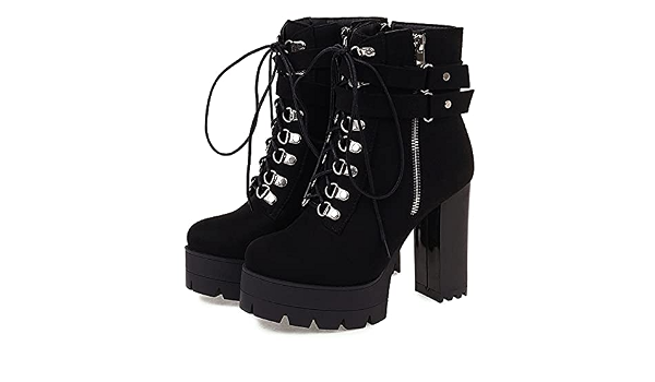 Amazon.com: MeiLuSi - Botas de tacón alto para mujer, plataforma con  cordones y cremallera : Ropa, Zapatos y Joyería