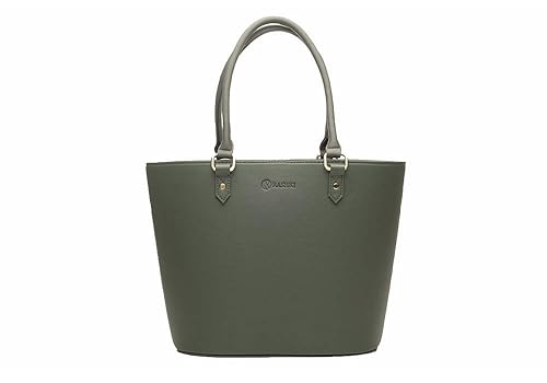olive green leather tote bag