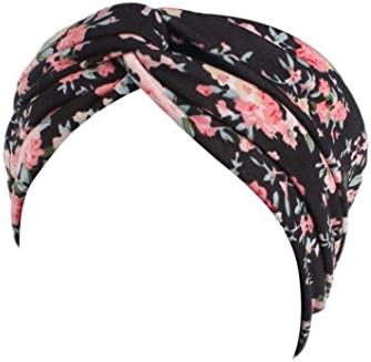 Yuelove Beautiful Women Ladies Floral Pastoral Print Stretch Hair Band Elastic Headband (Black, 1PC)