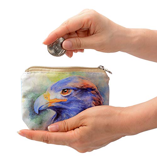 Women and Girls Cute Fashion Coin Purse Wallet Bag Change Pouch Key Holder (Oil Painting Eagle) - Thumbnail 6