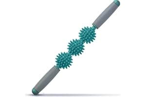 SALIHERI Fascia Muscle Roller, Cellulite Massager Fascia Roller for Cellulite and Sore Muscles, Leg, Back, Pressure Trigger Point Body Roller Deep Tissue Massage Stick Tools, 3 Massage Balls, Dark Green