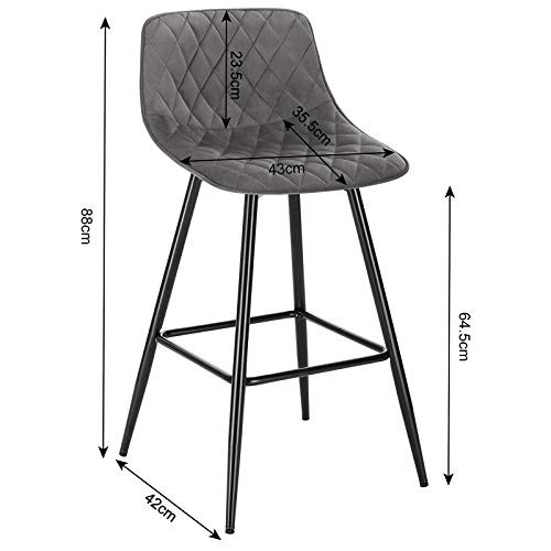 WOLTU Barhocker BH252dgr-4 4 x Set Barstuhl Hocker Tresenhocker Bistrohocker mit Rückenlehne mit Fußstütze Sitzfläche… – Bild 7