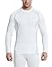 Baleaf Men's Thermal Compression Baselayer Long Sleeve Top Mock Neck White/Gray Size M