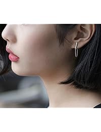 Pendientes de barra minimalista con cadena de plata de ley 925.