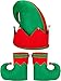 Santa Elf Costume Set Novelty Elf Shoes Elf Hat for Christmas Costume Accessories (Adult Size)