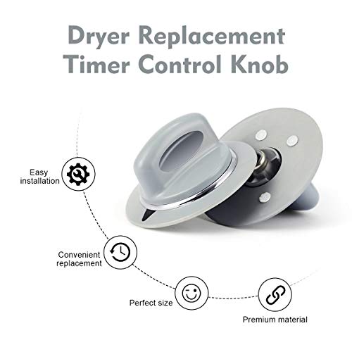Dryer Knob, 2 Pack WE1M964 Replacement Timer Control Knob Dryer Timer Control Knob Dryer Replacement Part Accessories with Metal Ring for GE Dryer AP4980845 PS3487132