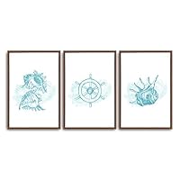 3 Piece Framed Canvas Wall Art Simple Seabed Elements Canvas Prints Home Artwork Decoration for Living Room,Bedroom - 16