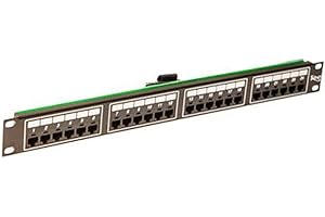 ICC Voice 8P2C Telco Patch Panel with 24 Ports, Rear Male Telco/Amphenol Connector, 1 RMS, 19-Inch Rack-Mounted Patch Panel for Telephone, PBX, IP Phone Systems and LANs, RJ-45, Black