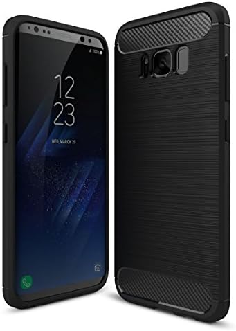 Samsung Galaxy S8+/S8 Plus Case,Yocco Soft Silicon Luxury Brushed Case with Texture Carbon Fiber Design Protection Cover for Samsung Galaxy S8+/S8 Plus Smartphone Black