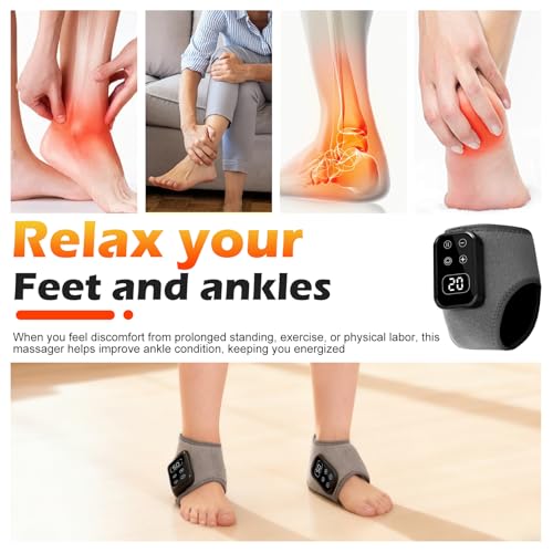 Foot Massager Wireless Foot Revive Massager, 5 Vibration Modes, 6 Heat Levels, 4 in 1 Portable Heated Ankle Wrap for Father and Mother Gift (2pcs)