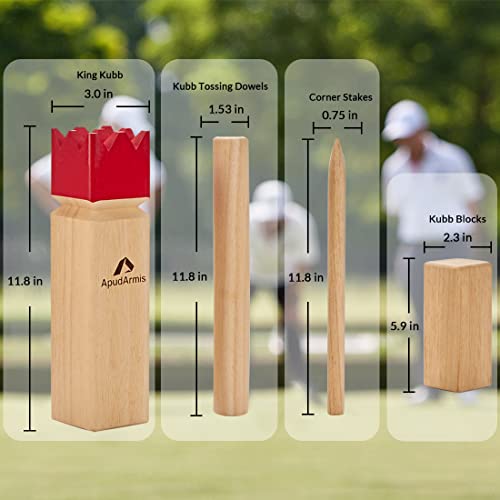 ApudArmis Kubb Yard Game Set, Viking Chess Outdoor Clash Toss Yard Game with Carrying Case - Rubber Wooden Backyard Lawn Games Set for Teenagers Adults Family