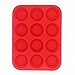 BakeWarePlus 12 Cups Silicone Muffin Cupcake Pan Baking Mold Red Non-stick Reusable and Heat Resistant