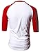 TOP LEGGING TL Men's Basic Crew Neck Cotton 3/4 Sleeve Essentail Raglan Baseball Tee Shirts (Large, RED_White)