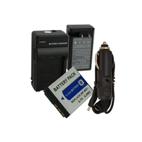 NEW Battery + Charger for SONY NP-BD1 BC-CSD DSC-T2 DSC-T77 + car plug