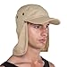 Top Level Fishing Sun Cap - Ear Neck Flap Hat, Khaki