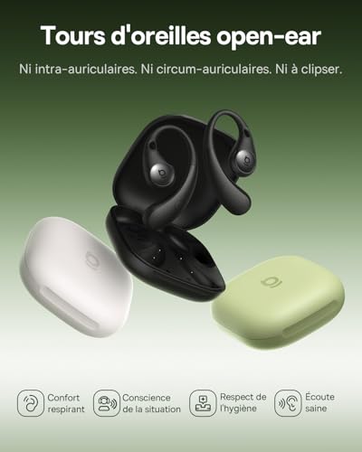 Eli Sport2 Open Ear Écouteurs, Écouteurs Sport à Conduction Aérienne avec Courbe de Confort S, 45H d’Autonomie, SuperBass 2.0, IPX7, Bluetooth 6.0, Appels Clairs avec 4 Micros IA