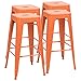 Furmax 30 Inches Metal Bar Stools - High Backless Indoor Outdoor Stackable Kitchen Bar Height Set of 4 (Orange)