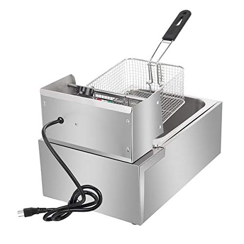 Heavy Duty Deep Fryer, 6.3QT/6L Stainless Steel Large Single-Cylinder Electric Fryers with Removable Basket and Professional Heating Element, 100V/2500W Max US Plug (6L)
