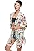 Bluetime Women's 3/4 Sleeve Floral High Low Chiffon Kimono Cardigan Blouse (XXL, White)