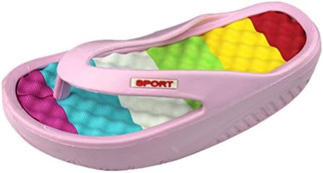 ANBOVER Women's Beach Wedges Platform Massage Thong Slippers Flip Flops Sandals Pink-40