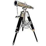 Antique Maritime Brass Telescope on Wood Stand