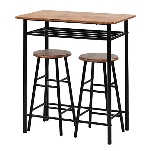 Bartisch-Set 3,Stehtisch mit 2 Barhockern,für 1 Bis 2 Personen, MDF Küchentisch und Küchenstuhl, für Bar Küche… – Bild 3