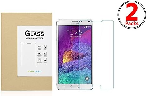 PowerDigital Tempered Glass Screen Protector for Samsung Galaxy Note 4 [Tempered Glass] Highest Quality Premium Anti-Scratch Bubble-free Reduce Fingerprint No Rainbow Washable Screen Protector Easy Install Product with 1 Year Replacement Warranty [0.33mm,2.5D Rounded Edges] [2 PACK]