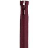 24" Cranberry Invisible Nylon Coil Non-Separating Closed-End Zipper