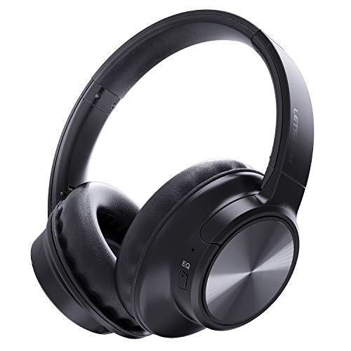Bluetooth Headphones, Letscom Wireless Headphones Over Ear with Hi-Fi Sound Mic Deep Bass, 3 EQ Sound Modes, 45H Playtime for Travel Work TV PC Cellphone – Black
