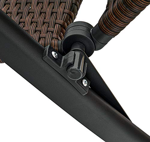 BRUBAKER 6er Set Polyrattan Gartenstuhl Modena - Hochlehner aus Metall und Poly Rattan klappbar - 7-Fach verstellbare Rückenlehne - wetterfester Faltstuhl/Klappstuhl - Braun Grau – Bild 8