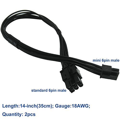 Mini 6 Pin to 6 Pin PCI Express Video Card Power Adapter Cable for Mac Pro G5 14-inch(35cm) (Pack of 2) COMeap - Thumbnail 4