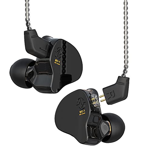 Yinyoo CCZ Melody 10mm Dual Magnetic Circuit In-Ear IEM Headphone, Earfins Design HiFi Deep Bass Earphone with 2PIN Detachable Cable for Audiophile(Black, without mic)