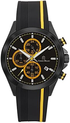 GIORGIO MILANO Sport Mens Watch"Runner" Stainless Steel Case, Chronograph Watch with Silicon Strap