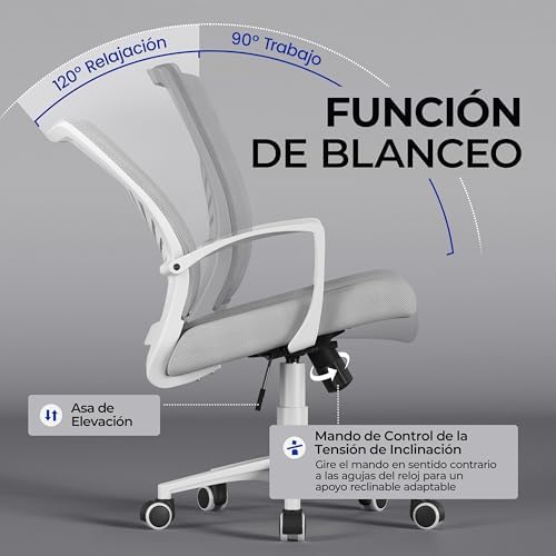 Yaheetch Conjunto de 2 Cadeiras de Escritório Função Inclinável Cinzento Claro