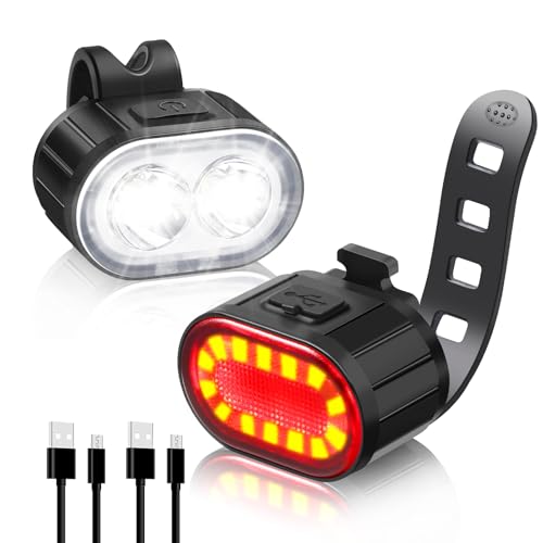 Luces Bicicleta Delantera y Trasera, 4+6 Modos USB Recargable IPX4