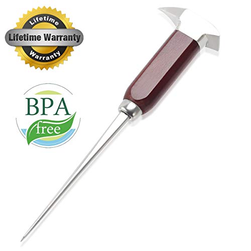 Ice Pick,9.2 Inch 18/10 Food Grade Stainless Steel Anvil Janpanese Style Ice Chipper Ice Crusher with Wood Handle for Kitchen Bars Bartender