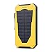 Foreverrise Solar Charger 15000mAh High Capacity Solar Panel Power Bank Portable Battery Pack Bright LED lights Dual USB Solar Battery Charger for Cell Phone,Tablet and other USB Device (Yellow)