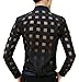 OUYE Men's Long Sleeve Plaid See Through Casual Shirt 4X-Large Black