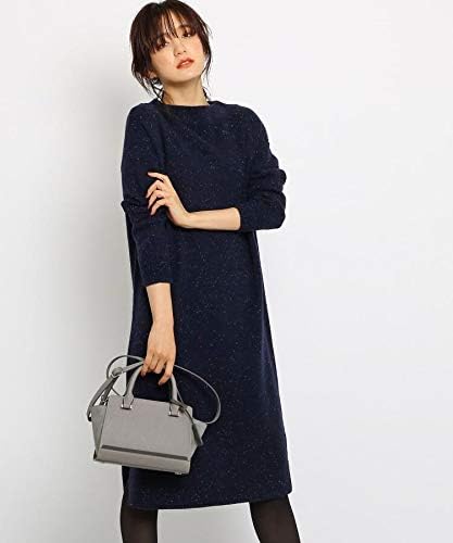 Amazon Indivi インディヴィ L ボートネックネップニットワンピース ネイビー 493 40 L ワンピース チュニック 通販