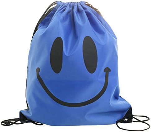 DrawString Pouch Beach Bag Sport Travel Swim Gym Duffle Waterproof Backpack New (Blue Smile)