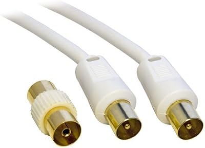 AQUARIUS 5M TV VCR Video Aerial Coaxial Fly Lead White Gold Male to Male with