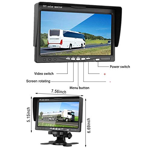 Misayaee Car 7 inch Split Quad Monitor 4 Channel Video Input Full HD Color Image Car Backup Camera System & Home Surveillance Security (7.0" inch LCD 4CH Split Monitor)