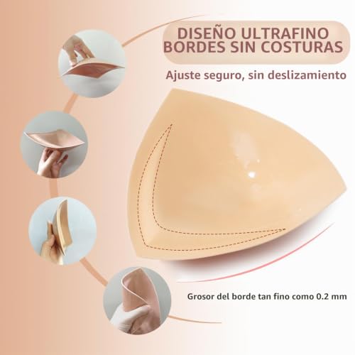 CUKIN Double Sided Adhesive Bra Pads, Invisible Reusable Push Up Inserts, Padded Lift Pads for Large Bust, 1 Pair