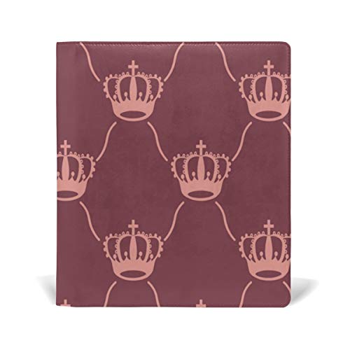 Royal Crown Seamless Stretchable PU Leather Book Cover Design Durable Book Suits fits Hardcover Textbooks Up to 9x11 Inch