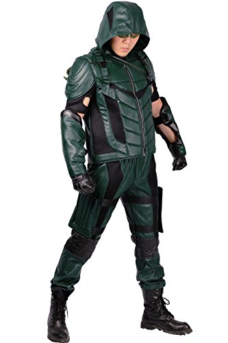Green Arrow Costume Mask with Quiver for Adult Halloween Cosplay (Large)
