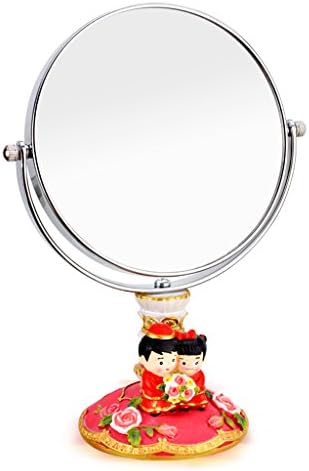 Desktop Makeup Mirror 6 Inches Resin Mirror European Double-sided Dressing Mirror Marriage Princess Mirror Portable Beauty Magnifying Glass