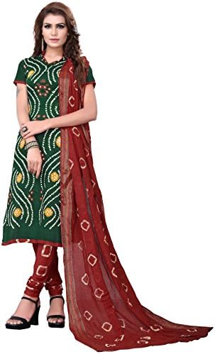 Divine Exim Women's Traditional Satin Cotton Tie And Dye Bandhani Salwar Suit Dupatta Dress Material
