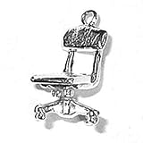 Sterling Silver 3D Desk Office Rolling Chair Charm